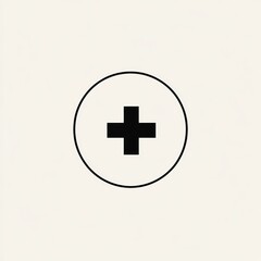 Fototapeta premium Simple black plus sign in a circle.