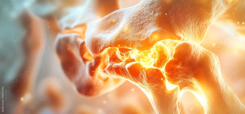 Poster close-up view of joint structures, highlighting movement and health.