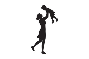 Mother day Line art, Mother day Silhouette Design