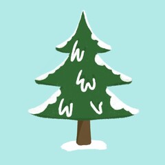 Minimalist illustration of a tree with snow on top, ideal for winter and nature-themed designs