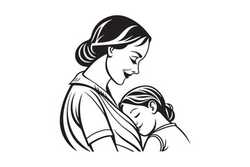 Obraz premium Mother day Line art, Mother day Silhouette Design