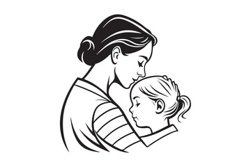 Mother day Line art, Mother day Silhouette Design