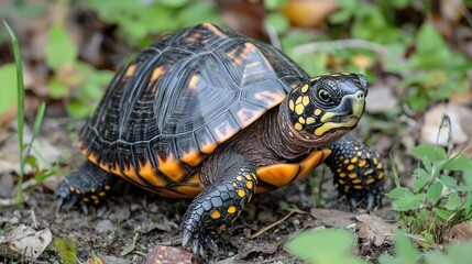 Obraz premium A Stunning Close-Up of a Florida Bog Turtle in its Natural Habitat