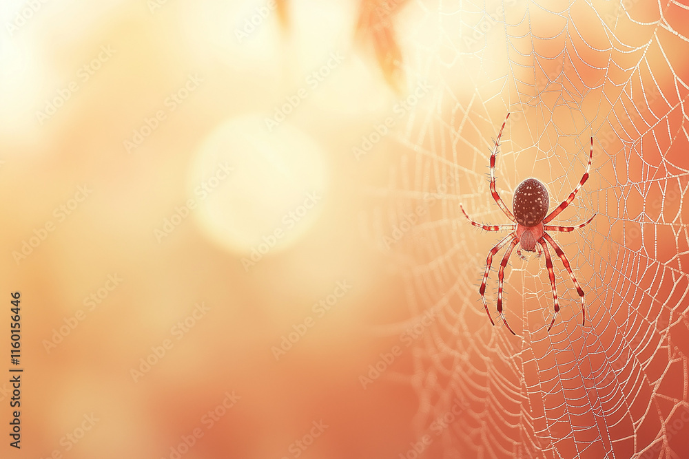 Wall mural a spider is sitting on a web generative ai.