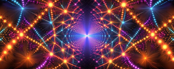 Fototapeta premium A vibrant digital artwork featuring colorful lights and geometric patterns.