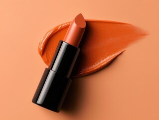 Lips hydrated with a balm and finished with a rich caramel lipstick for understated elegance