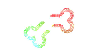 Icon bone break is made up of LED square shapes. There are bright diodes and there are black dead diodes