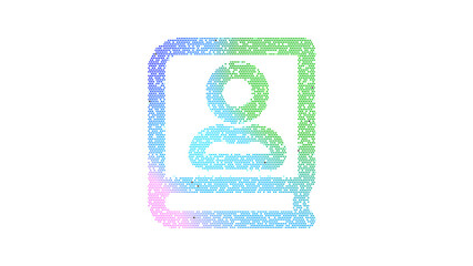 Icon book user is made up of LED square shapes. There are bright diodes and there are black dead diodes