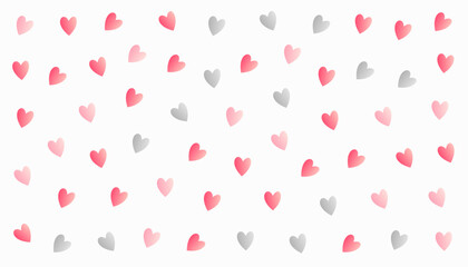 decorative small love heart pattern on white wallpaper design