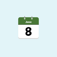 June 8th: Calendar Date Icon