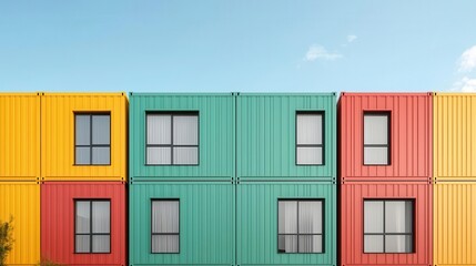 Naklejka premium A multiunit container housing project showcasing creative architectural layouts midconstruction