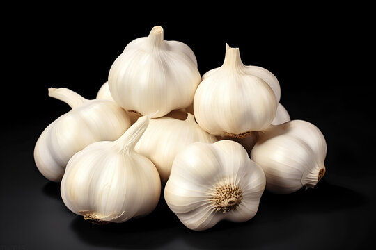 garlic on a black background