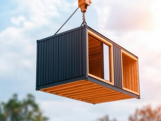 A modular container residence under construction with an emphasis on energy efficiency