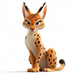 Fototapeta premium 3d Cartoon Serval with angry Expression