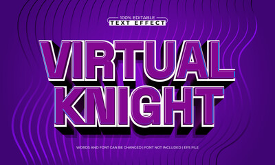 virtual knight editable text effect with a techno and future text style