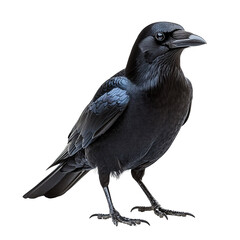 Fototapeta premium Front view full body shot of an extremely perfect looking single Carrion Crow bird isolated on a white transparent background
