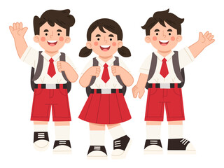 Illustration of school students in uniform