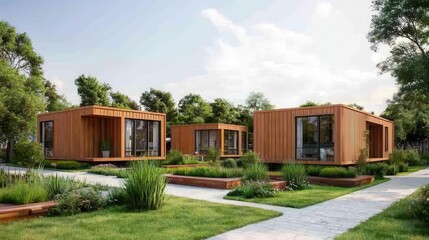 A blueprint of a containerbased ecovillage with permaculture gardens and shared utilities