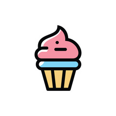 cupcake vector flat color icon