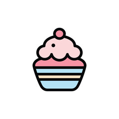 cupcake vector flat color icon