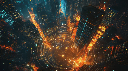 abstract professional business team people innovation connection of line from nail node to node on Smart Innovation city with connection cyber security network reciprocity , networking concept