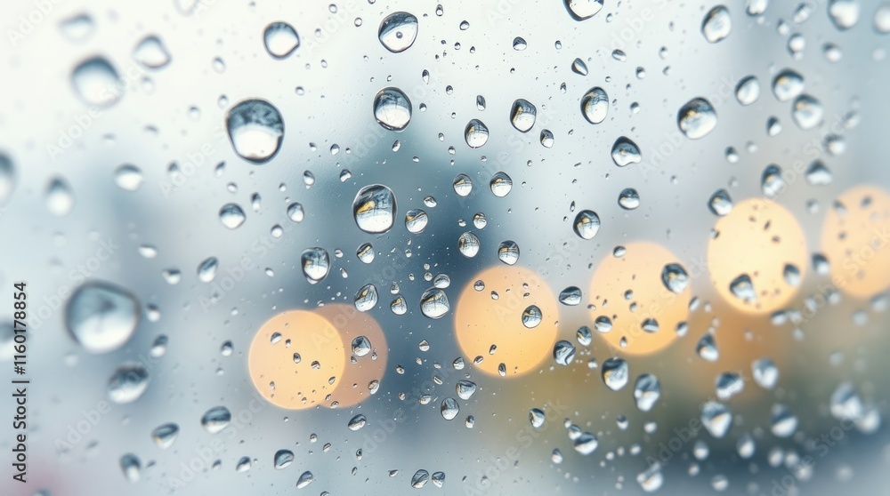 Aufkleber raindrops cling to a glass surface, creating an abstract texture with a colorful, blurred backdrop t