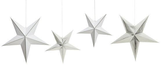 hanging stars christmas decorations cut out isolated transparent background
