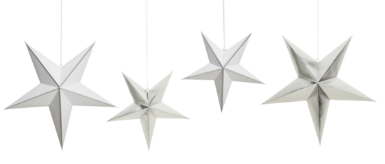hanging stars christmas decorations cut out isolated transparent background
