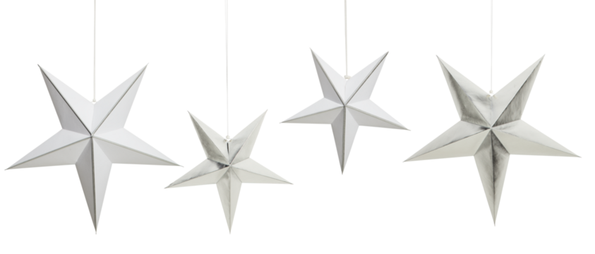 hanging stars christmas decorations cut out isolated transparent background
