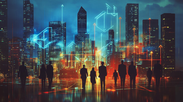 abstract professional business team people innovation connection of line from nail node to node on Smart Innovation city with connection cyber security network reciprocity , networking concept