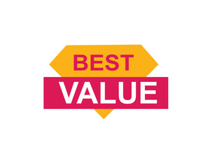 Best Value text on a ribbon. Designed with white title and pink stripe. Vector banner with tag on a transparent background.