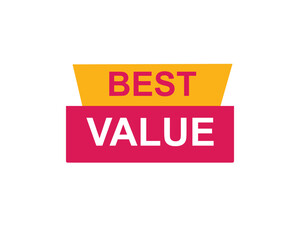 Best Value text on a ribbon. Designed with white title and pink stripe. Vector banner with tag on a transparent background.