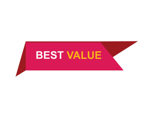 Best Value text on a ribbon. Designed with white title and pink stripe. Vector banner with tag on a transparent background.