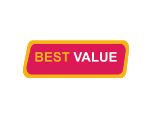 Best Value text on a ribbon. Designed with white title and pink stripe. Vector banner with tag on a transparent background.