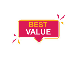 Best Value text on a ribbon. Designed with white title and pink stripe. Vector banner with tag on a transparent background.