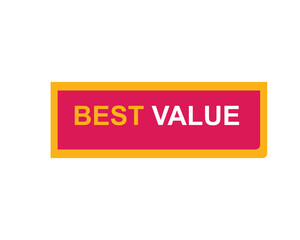 Best Value text on a ribbon. Designed with white title and pink stripe. Vector banner with tag on a transparent background.