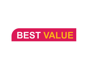 Best Value text on a ribbon. Designed with white title and pink stripe. Vector banner with tag on a transparent background.