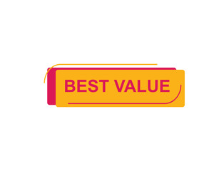 Best Value text on a ribbon. Designed with white title and pink stripe. Vector banner with tag on a transparent background.
