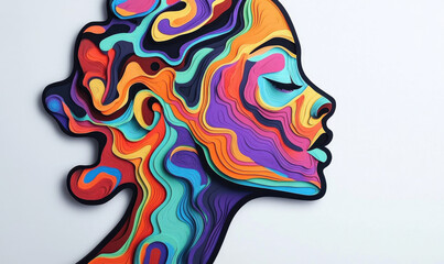 Portrait of a woman painted with ink, abstract illustration