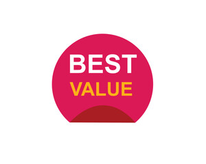 Best Value text on a ribbon. Designed with white title and pink stripe. Vector banner with tag on a transparent background.