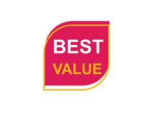 Best Value text on a ribbon. Designed with white title and pink stripe. Vector banner with tag on a transparent background.