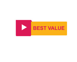 Best Value text on a ribbon. Designed with white title and pink stripe. Vector banner with tag on a transparent background.