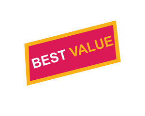 Best Value text on a ribbon. Designed with white title and pink stripe. Vector banner with tag on a transparent background.