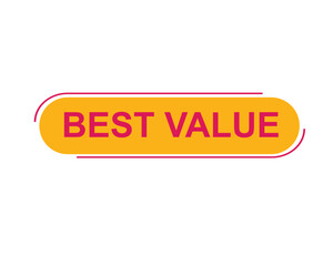 Best Value text on a ribbon. Designed with white title and pink stripe. Vector banner with tag on a transparent background.