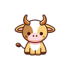 cute cartoon bull. vector illustration isolated on white background for t - shirt and print