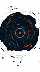 Obraz premium Futuristic HUD interface rotating on white background, digital technology concept for website banner.