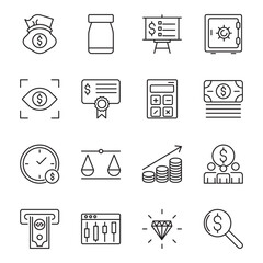 Fototapeta premium Money and finance set of web icons in line style. Payment and money icons for web and mobile app. Money, dollar, cash, pay, banking, business, finance, coin wallet, credit card