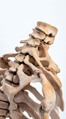 Lumbar Spine Anatomy Model Close-up, Studio, White Background, Medical Education.