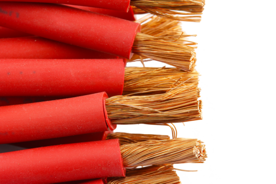 Electric copper stranded insulated mounting wires. Close-up. Soft focus. Transparent background in png. - Powered by Adobe