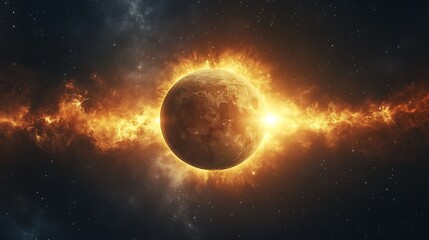 Cosmic explosion of earth in space digital art celestial scene